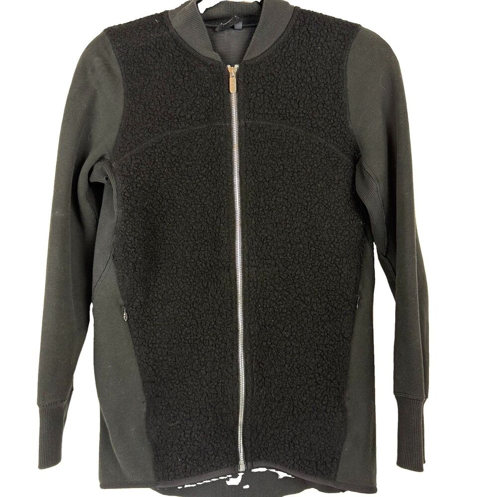 Lululemon Stand Out Sherpa Fleece Jacket Black Full Zip Women’s 4